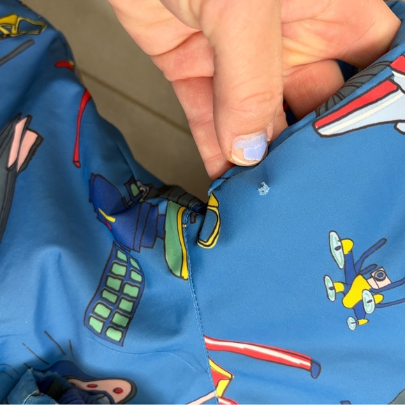 Mini Boden Blue Airplane Print Puffer Jacket - Picture 3 of 4